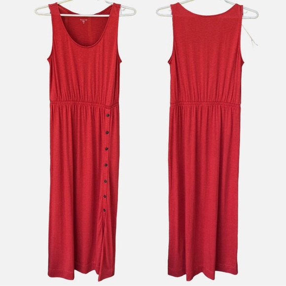 Garnet Hill Side Button Knit Maxi Dress In Burnt Orange Sz XS - Picture 1 of 16